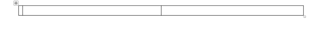 Screen shot of an empty table with one row and two columns. 
