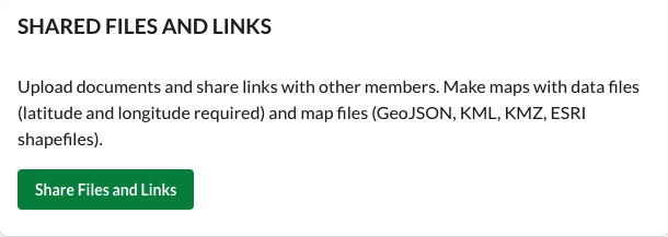 A button calling on the user to share files and links