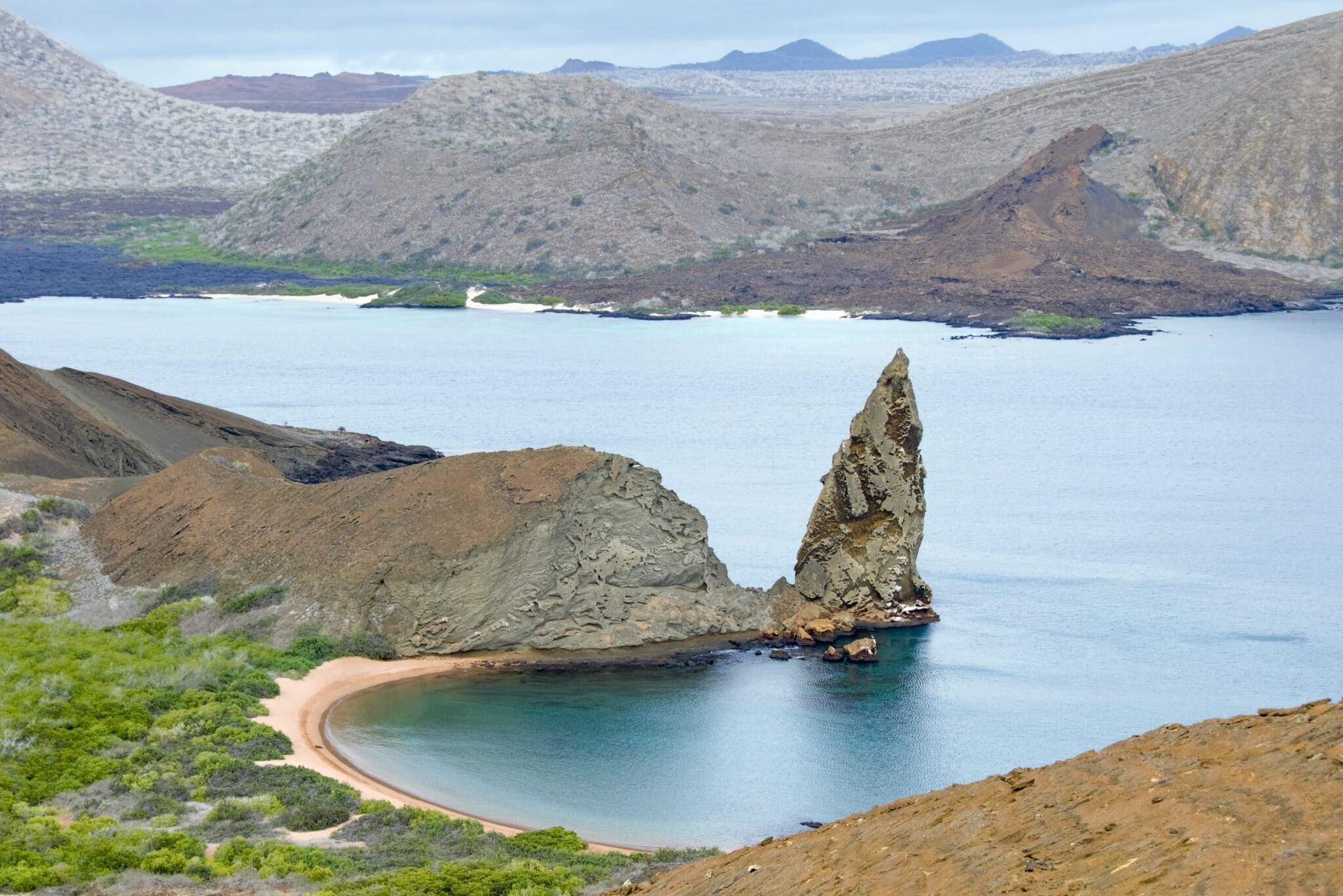 a panoramic view of the Galapagos coast.