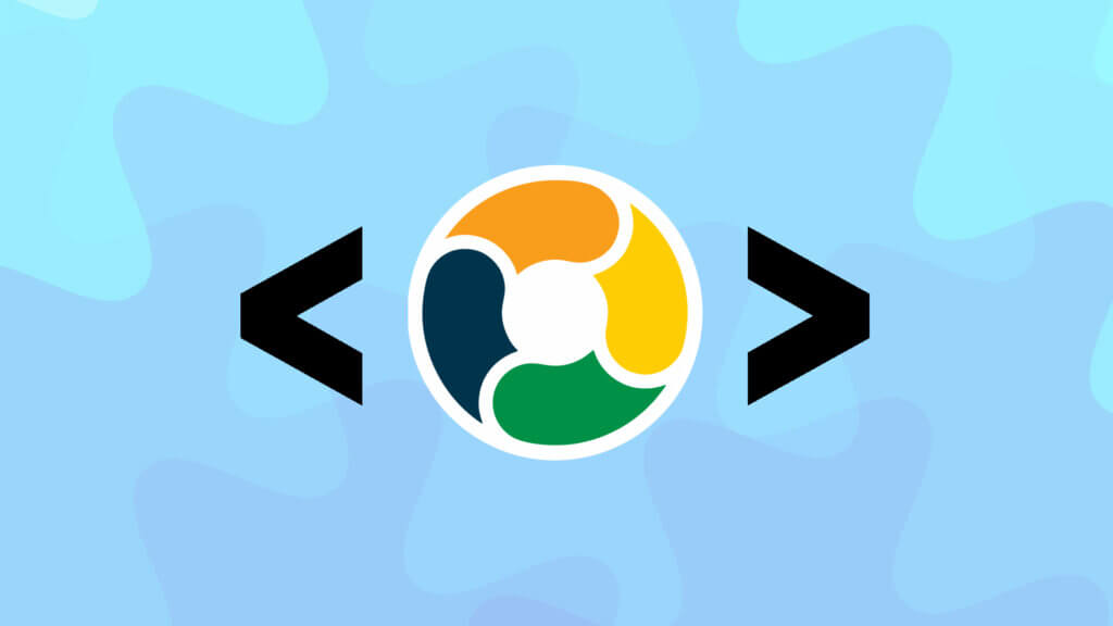 the terraso logo set between two code brackets to indicate an embed process. there is a blue background