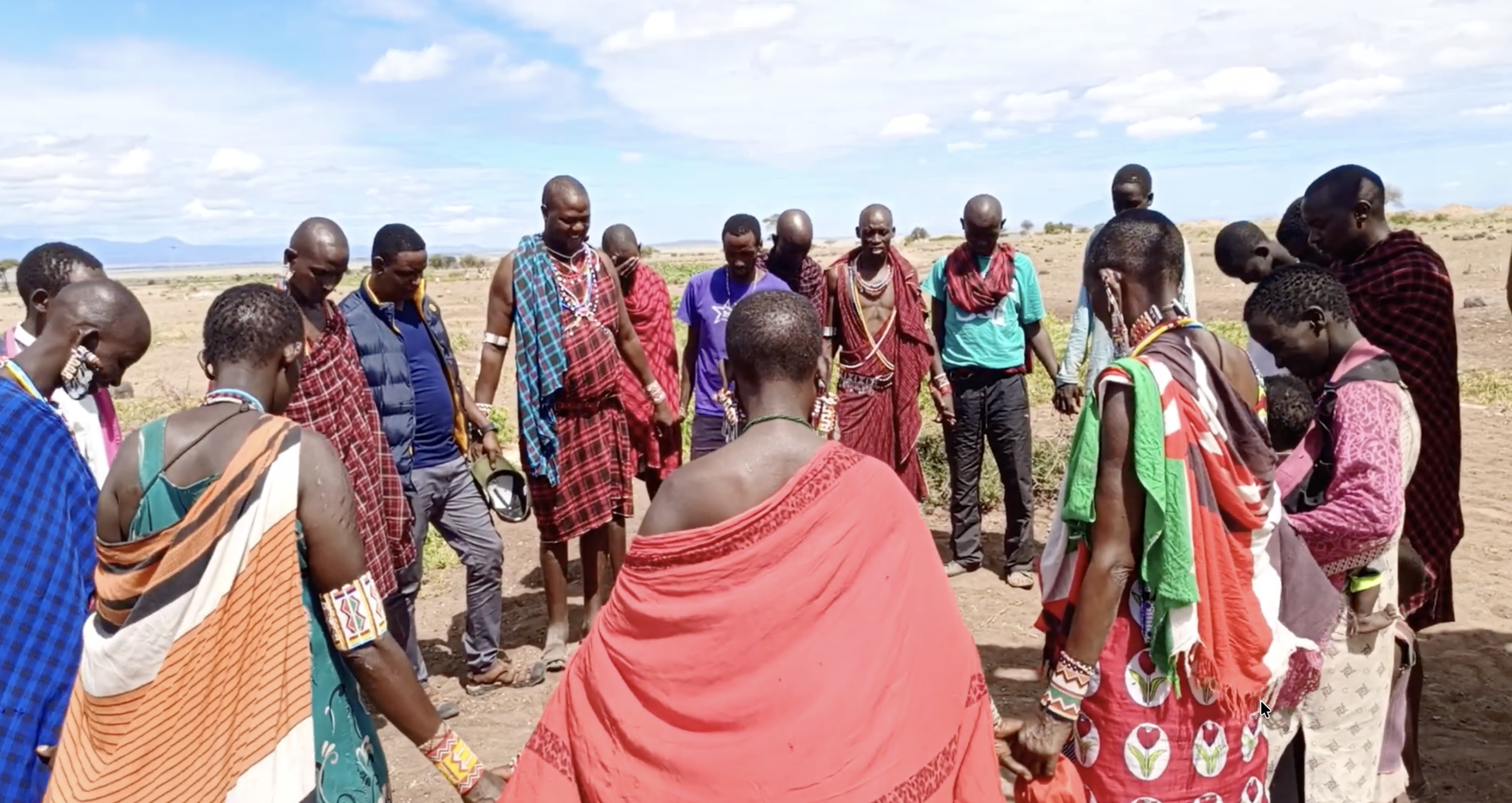 A group of massai pray for rain