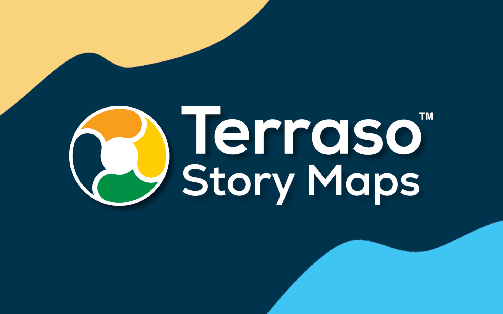 The terraso story maps logo floating above a color blob