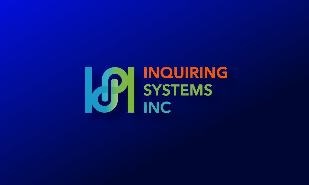 The inquiring systems inc logo on a blue background