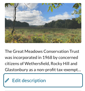 A user has filled out a featured image and a description for their story on Terraso Story Maps