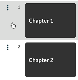 A hand reorders chapters by dragging them and using buttons in triple-dot menu